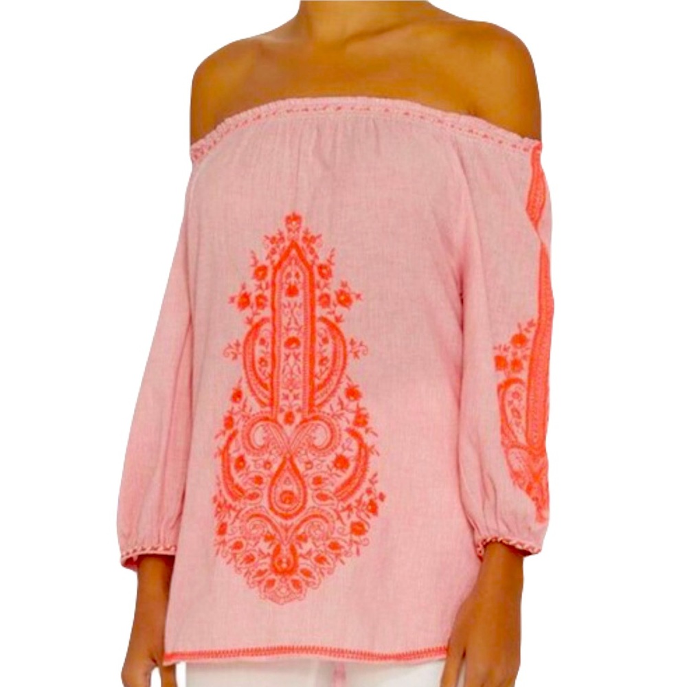 Christophe Sauvat Blouse- Embroidered On Off Shoulder Top